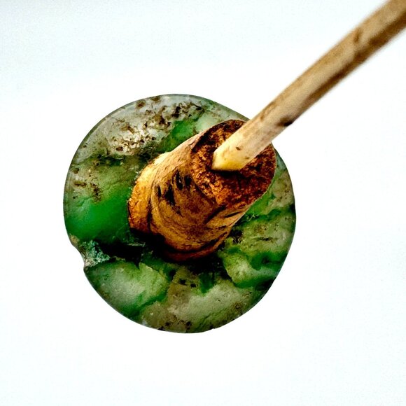 Antique Snuff Bottle Hand-Painted Ceramic With Jade Stopper & Floral Bird Design - Picture 12 of 13